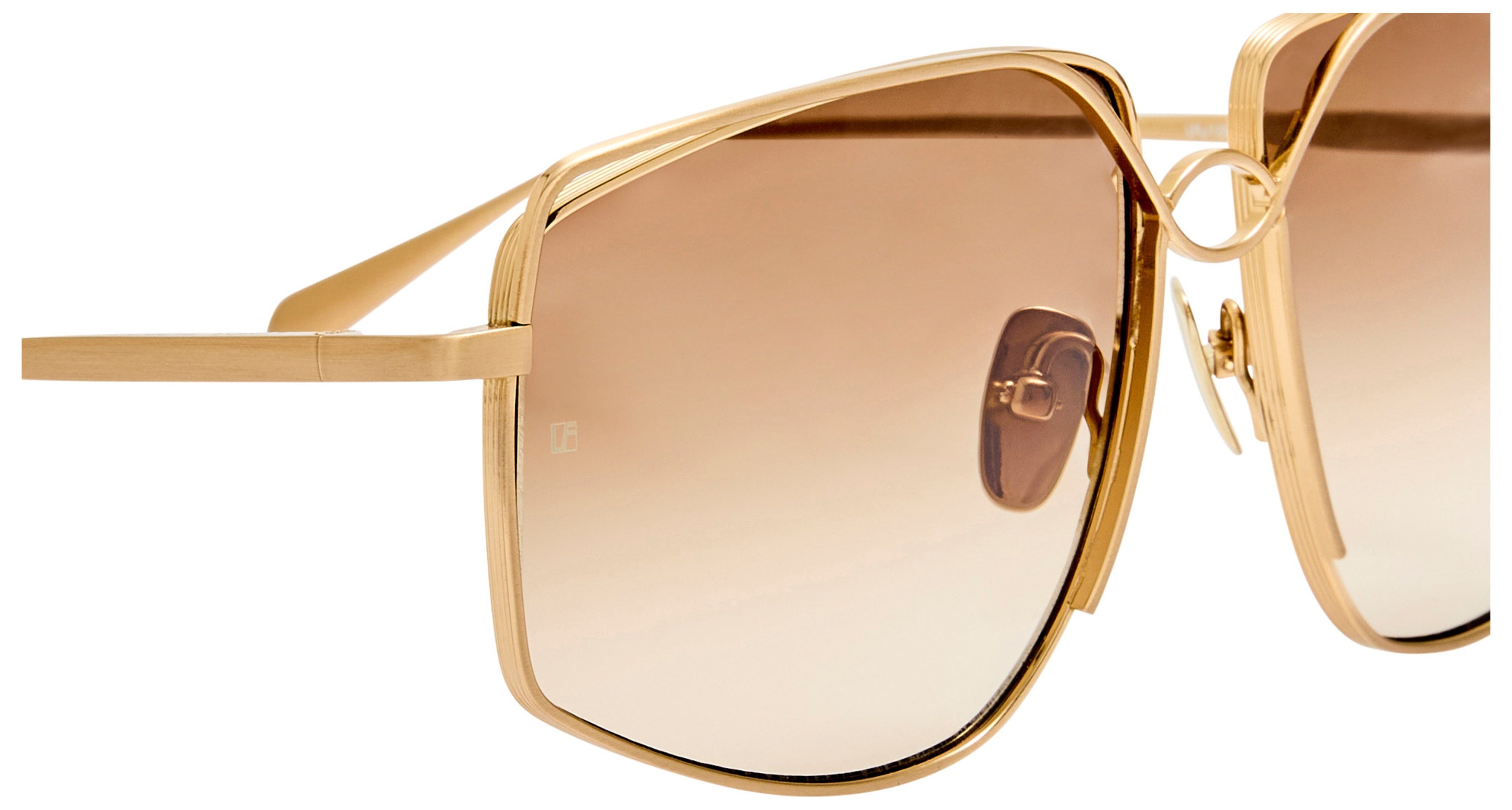 Lfl Geometric Titanium Sunglasses with Polished Gold Finish