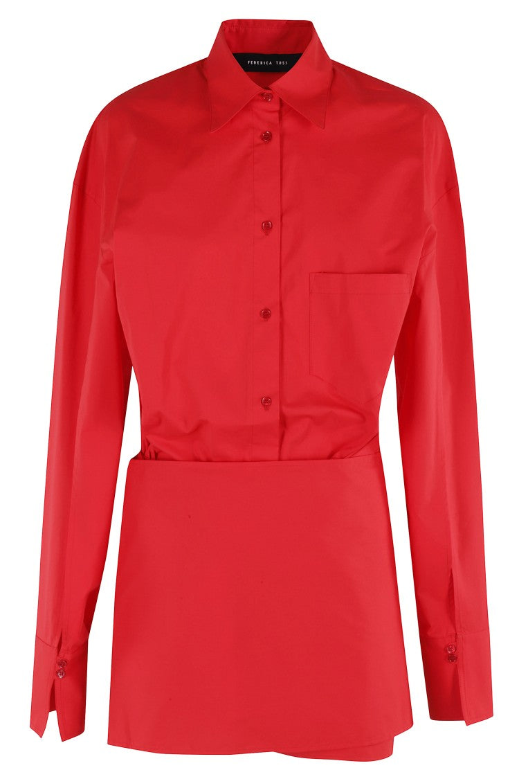 Mini Cotton Pareo Dress With Classic Collar