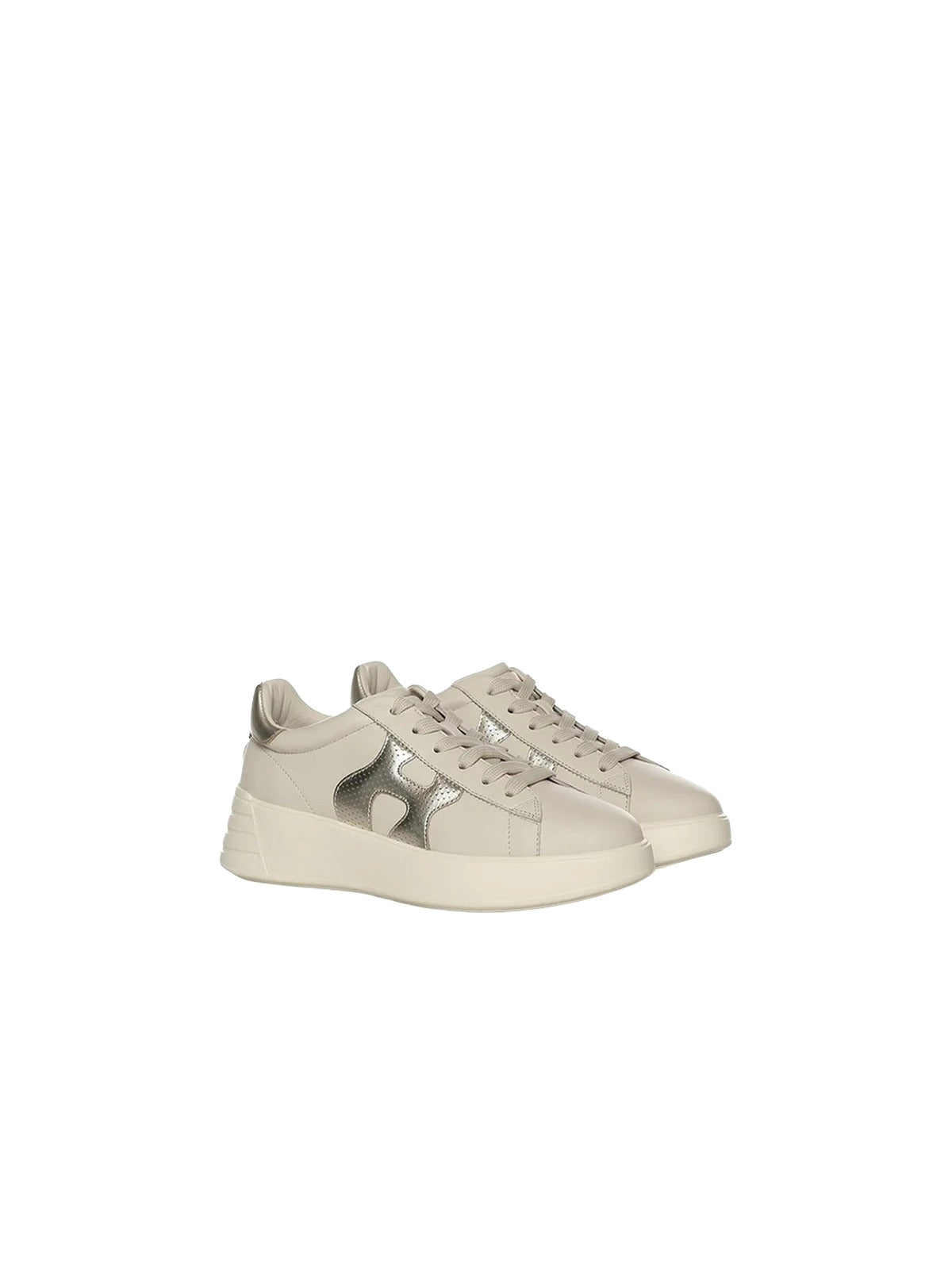 Perforated Cream Sneakers With Cushioned Sole