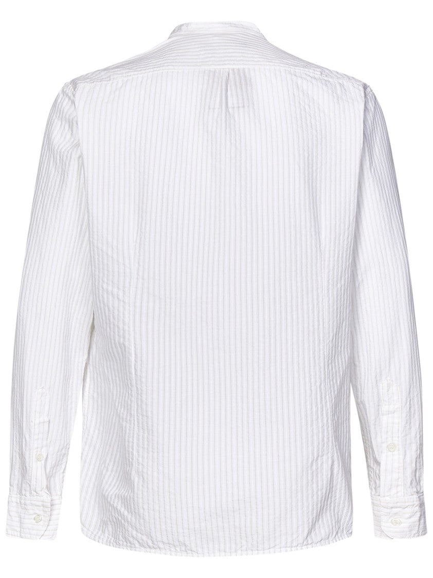 White Cotton Shirt With Mandarin Collar