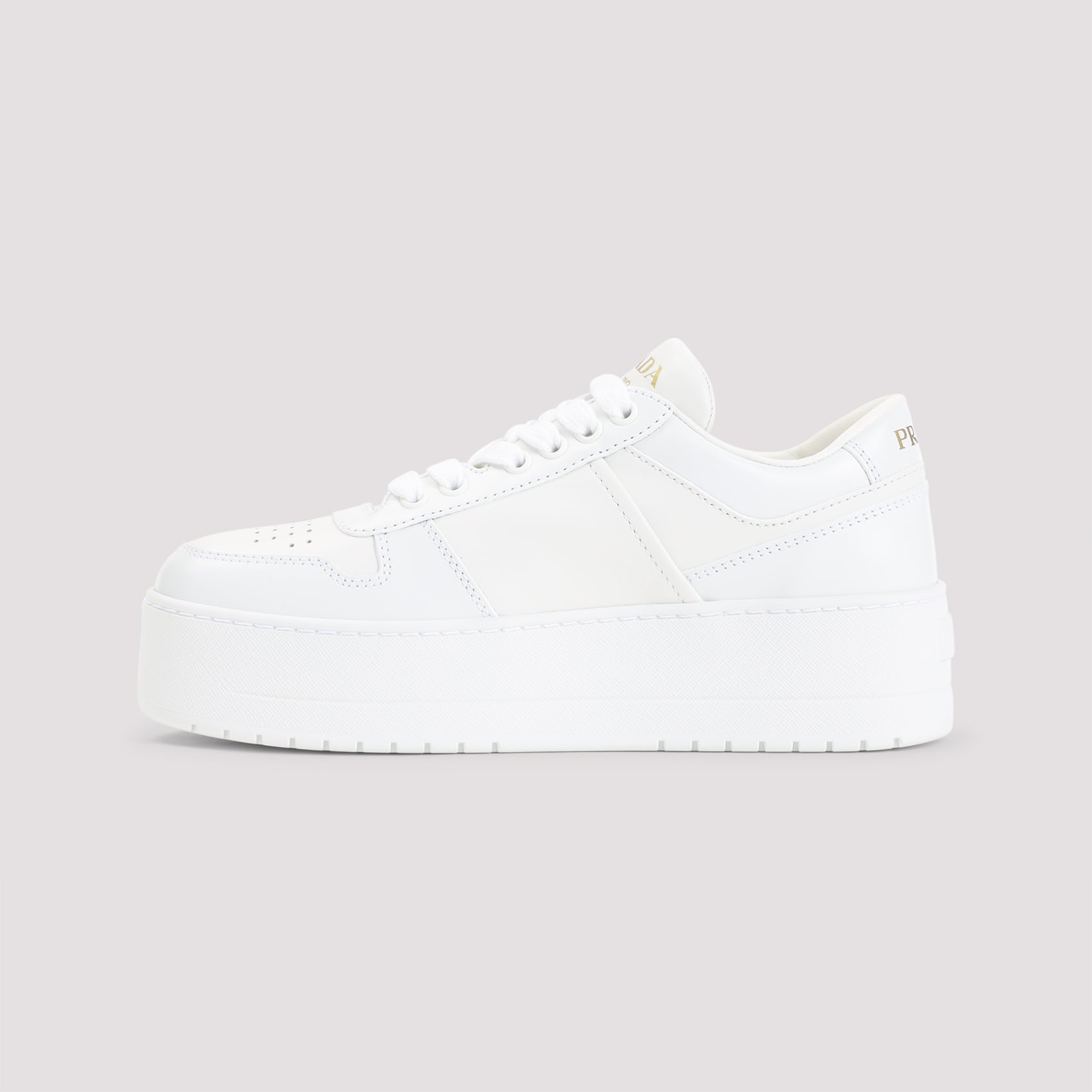 White Leather Sneakers with Platform Sole