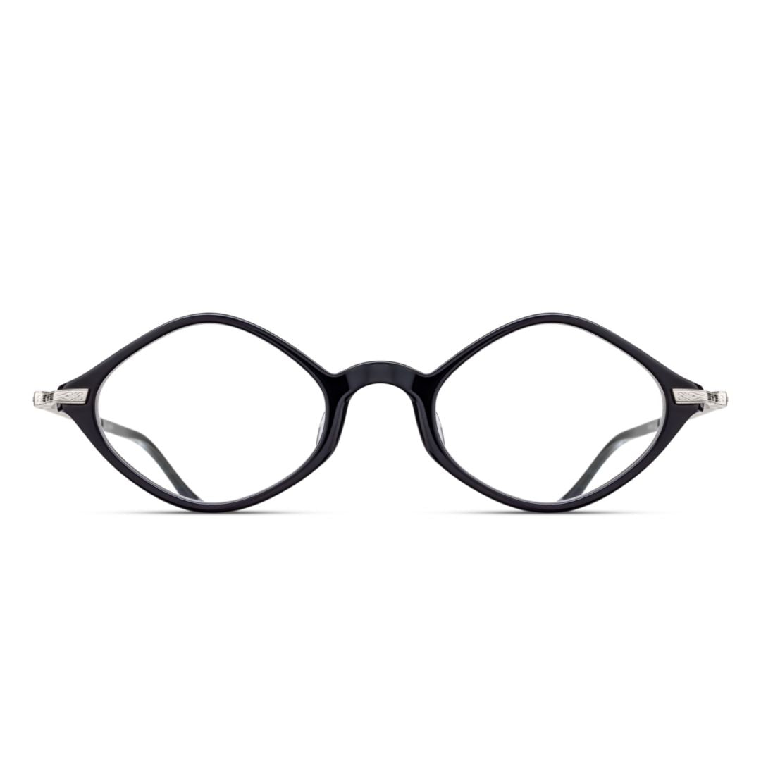 M2066.Rx Sleek Black Acetate Eyeglasses with Modern Metallic Temples