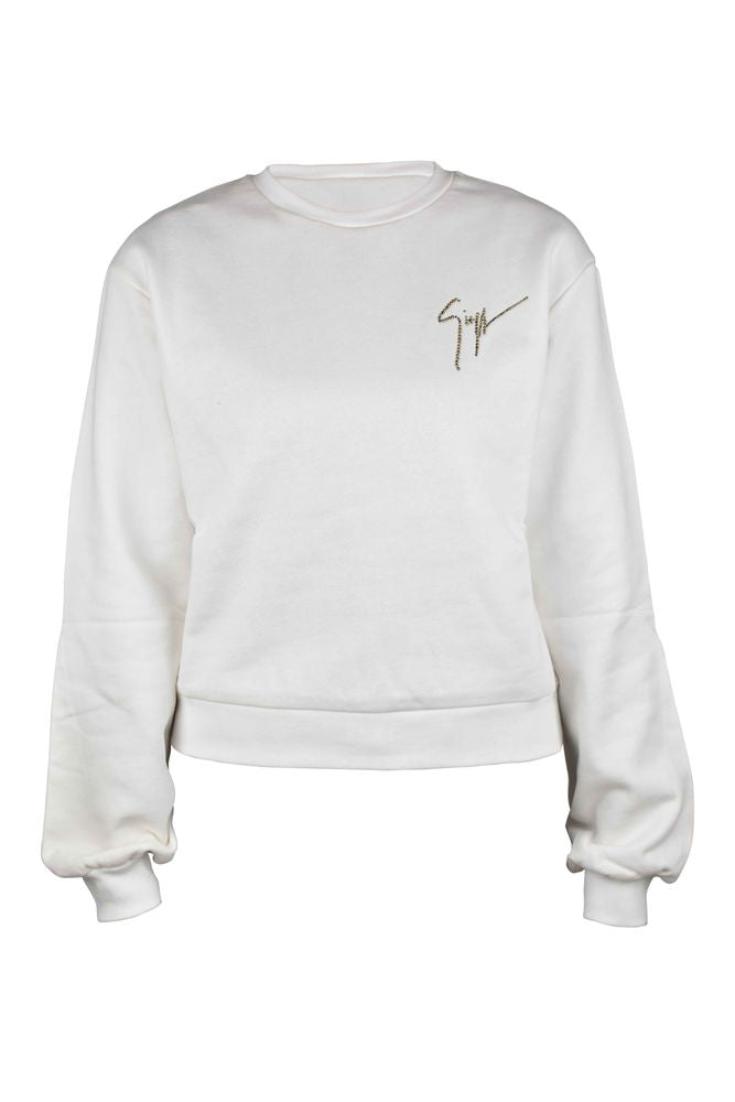 Short White Cotton Sweatshirt