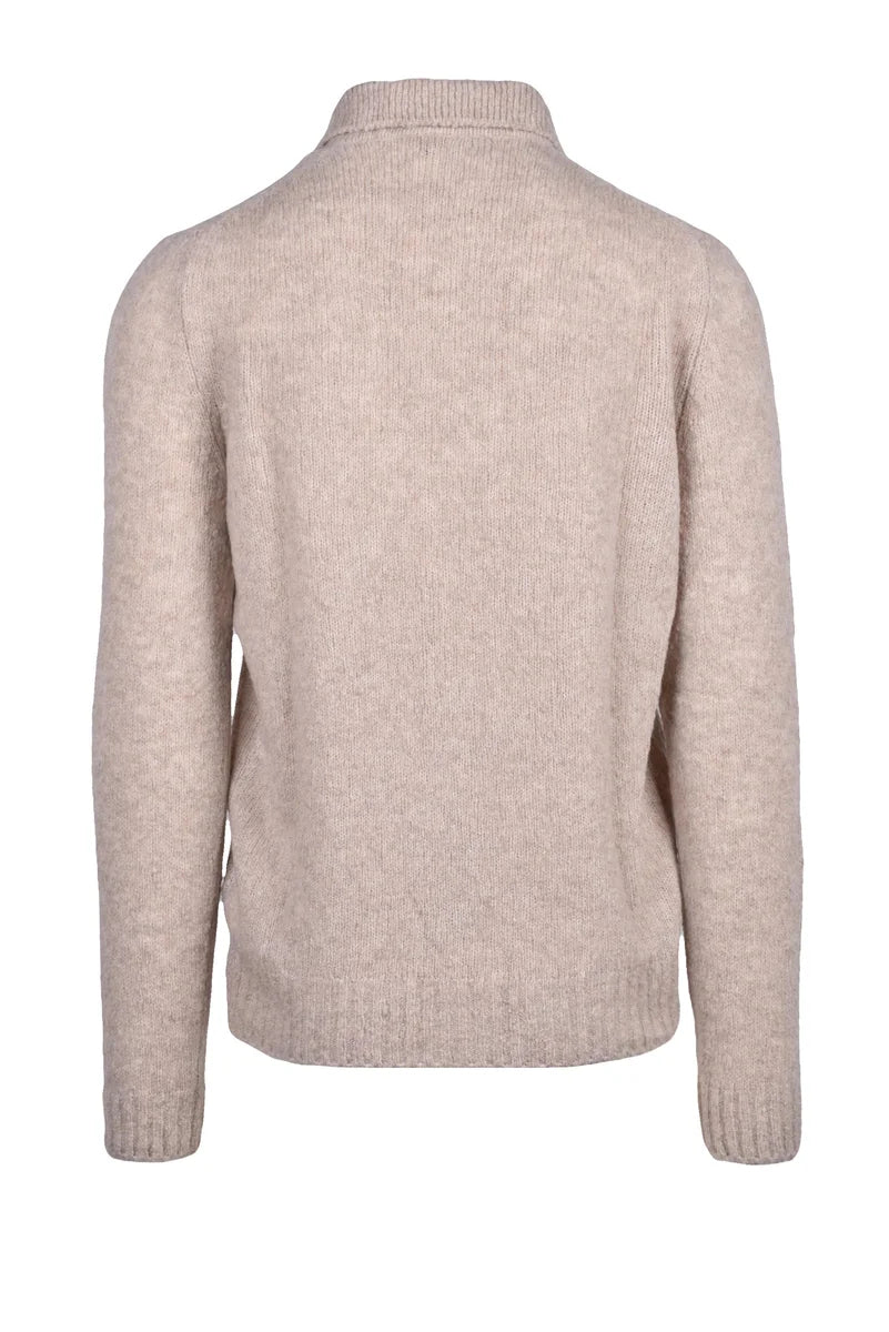 Beige Button-Up Cardigan with Classic Collar
