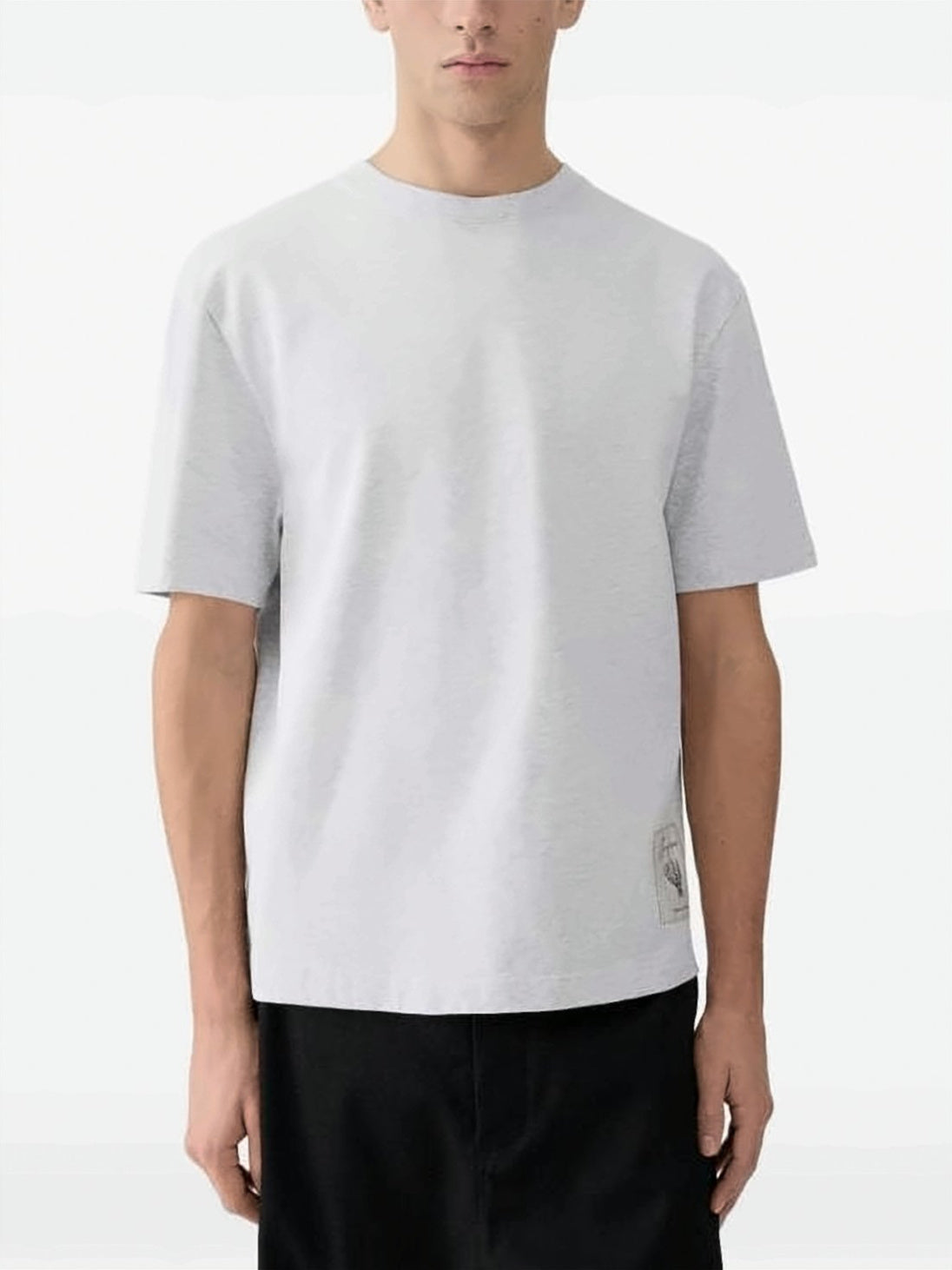 Light Grey Cotton T-Shirt with Embroidered Patch