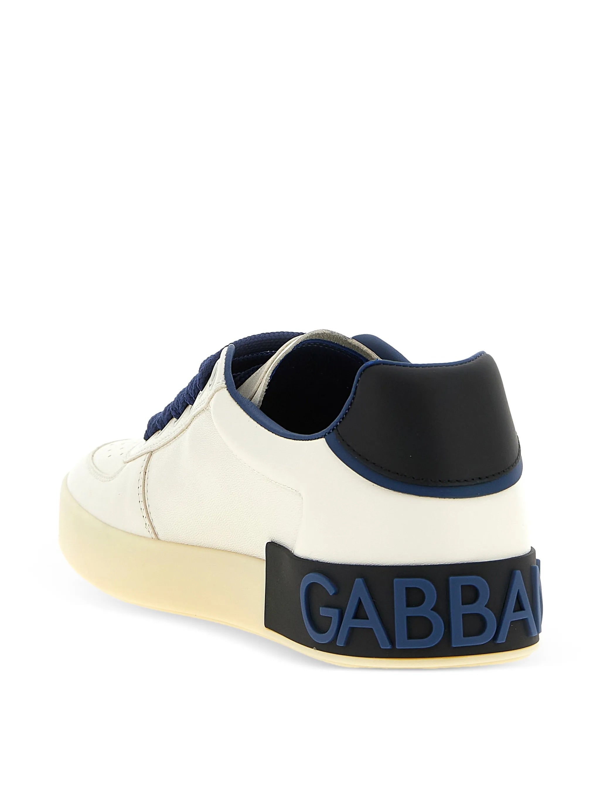 Beige Low-Top Perforated Leather Logo Sneakers
