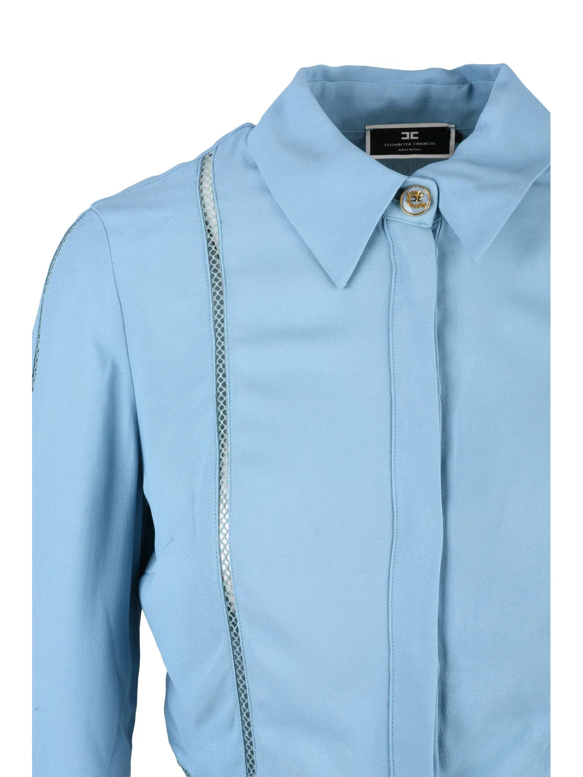 Blue Viscose Women Short Shirt