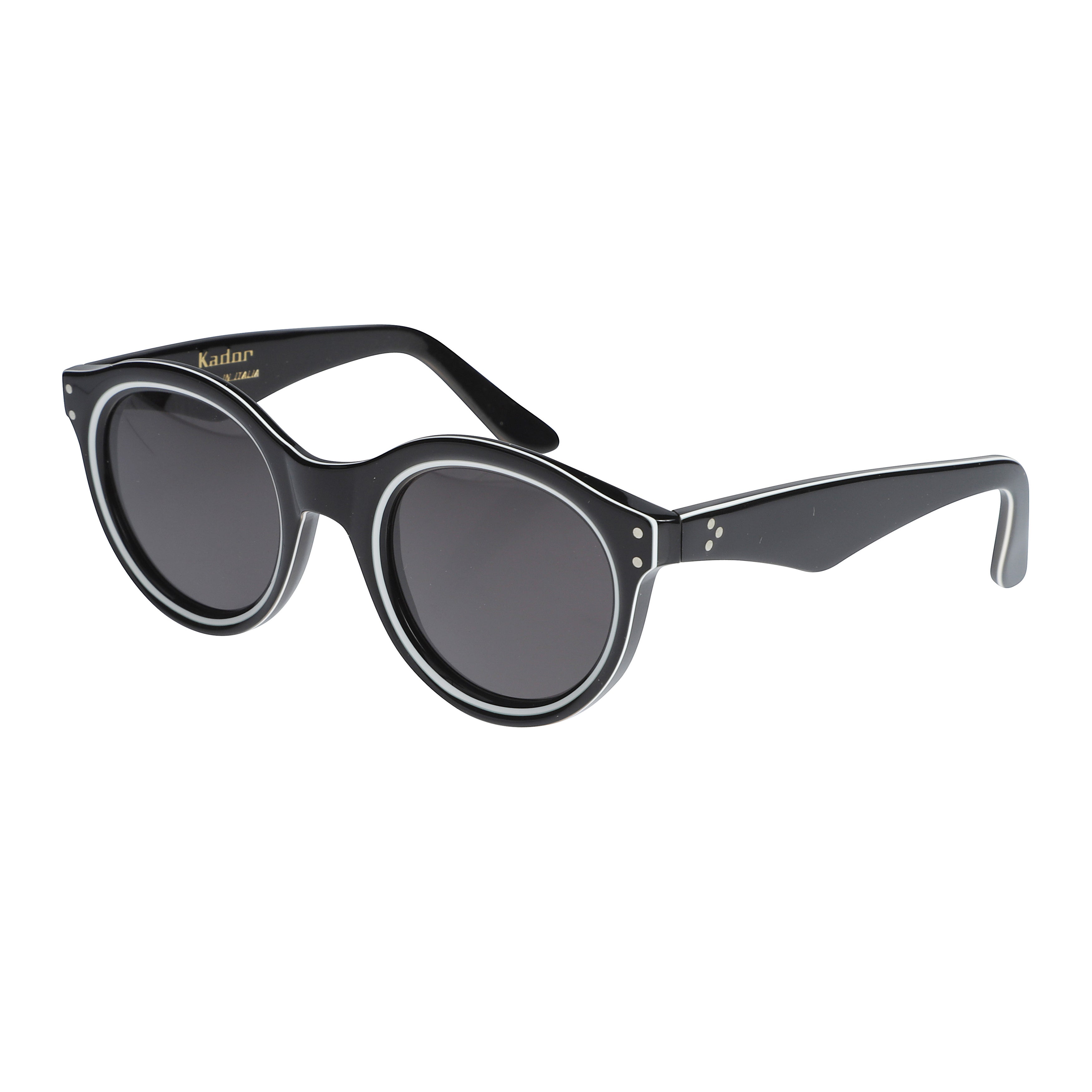 Thick Bold Black Rounded Sunglasses with Rivet Details