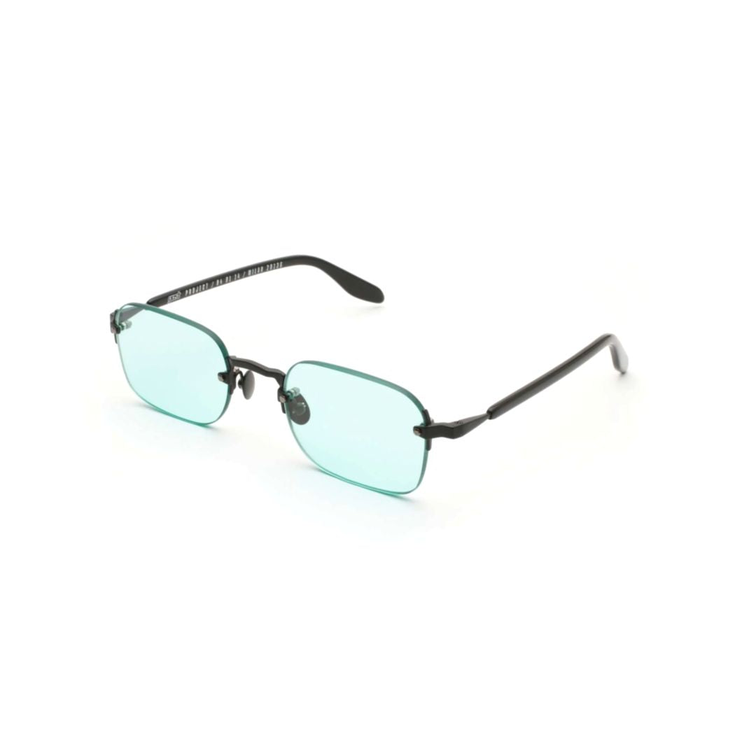 Domsa Minimalist Black Metal Sunglasses with Light Blue-Tinted Lenses