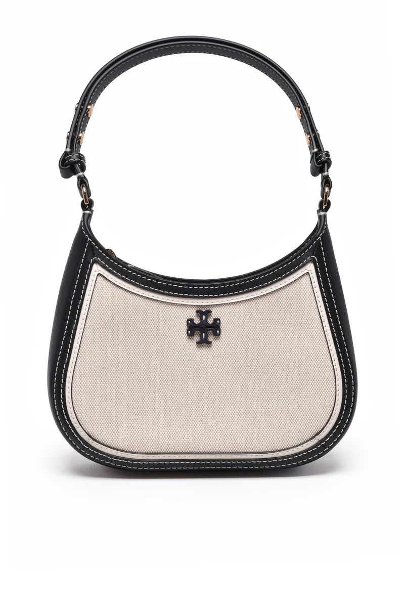 Emerson Canvas Shoulder Bag - Black/Beige