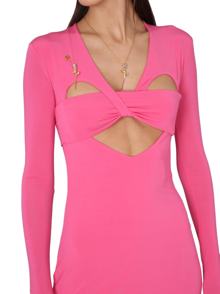 Form-Fitting Pink Mini Dress With Cut-Out