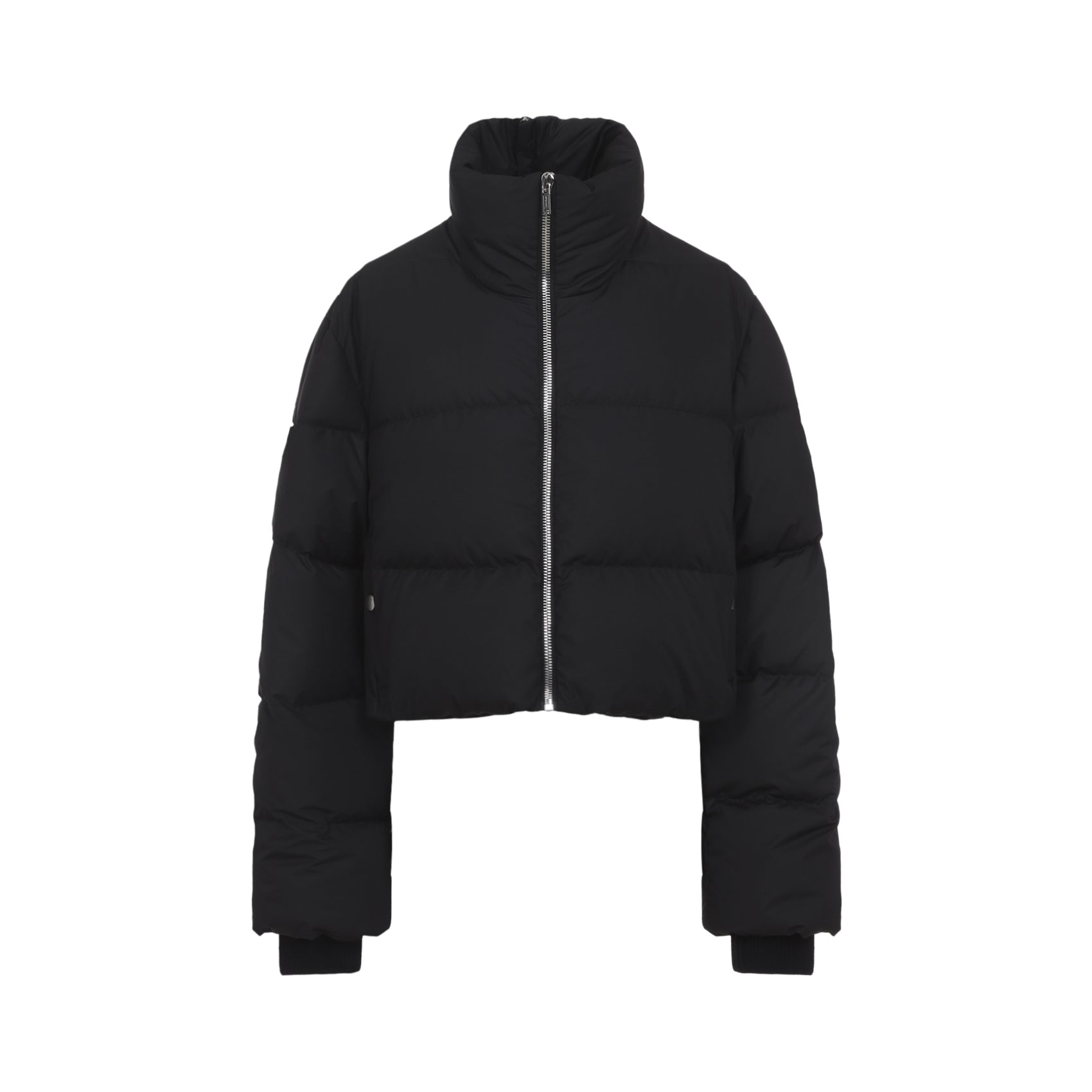 Oversized Cropped Down-Filled Jacket With High Turtle-Neck And Rib Knit Cuffs