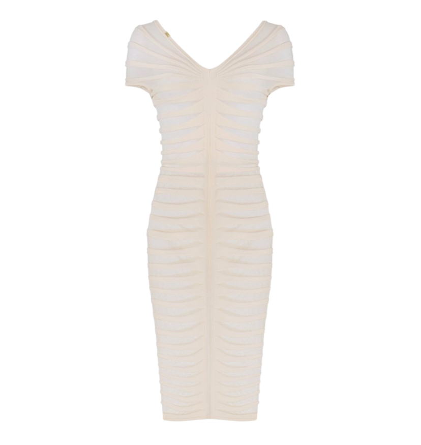 Cotton Viscose Embossed Midi Dress