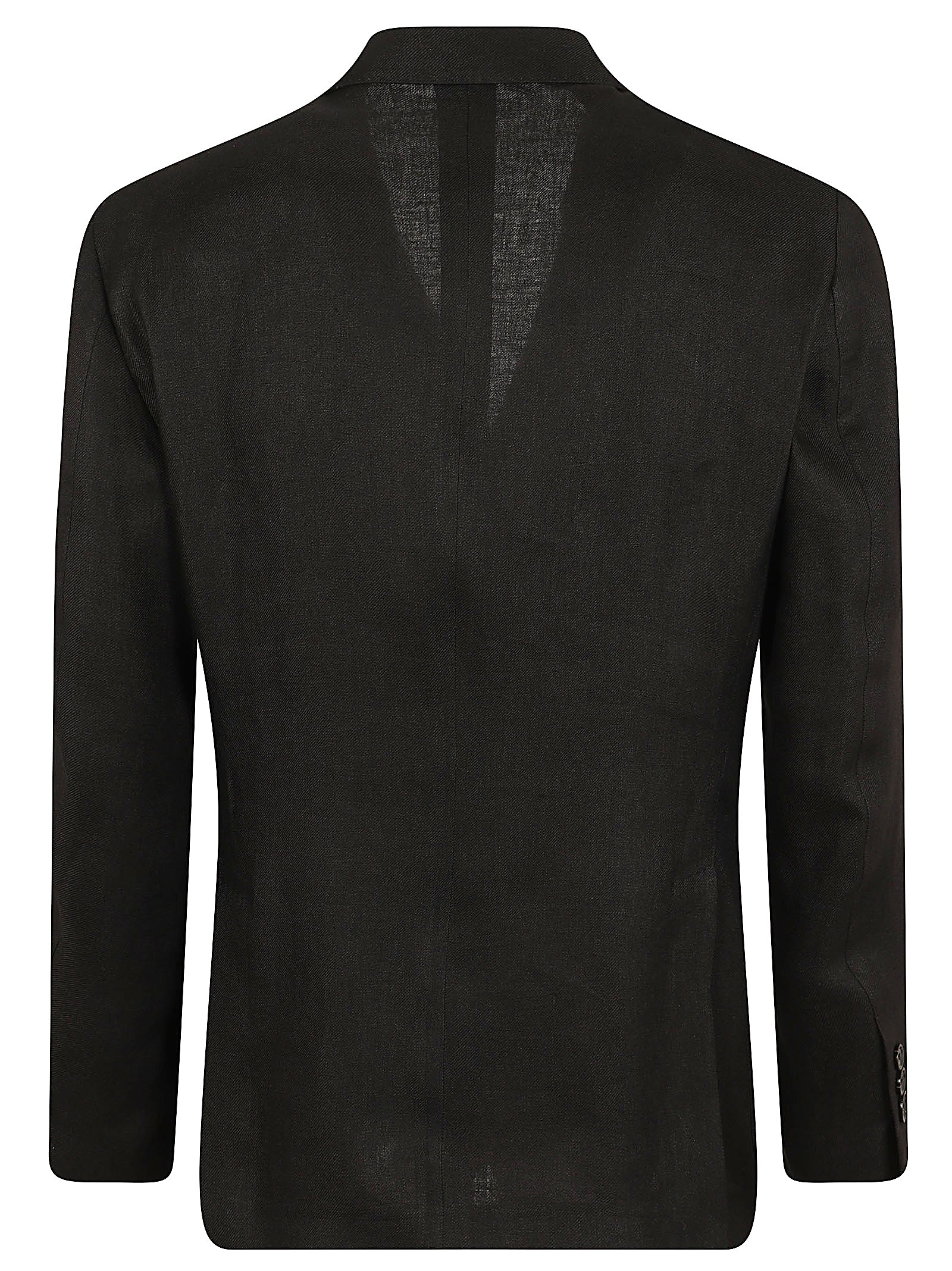 Double-Breasted Black Linen Suit