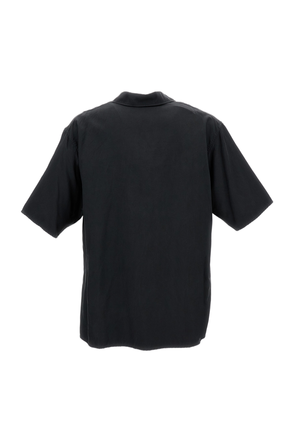 Silk Short-Sleeve Shirt with V-Neck