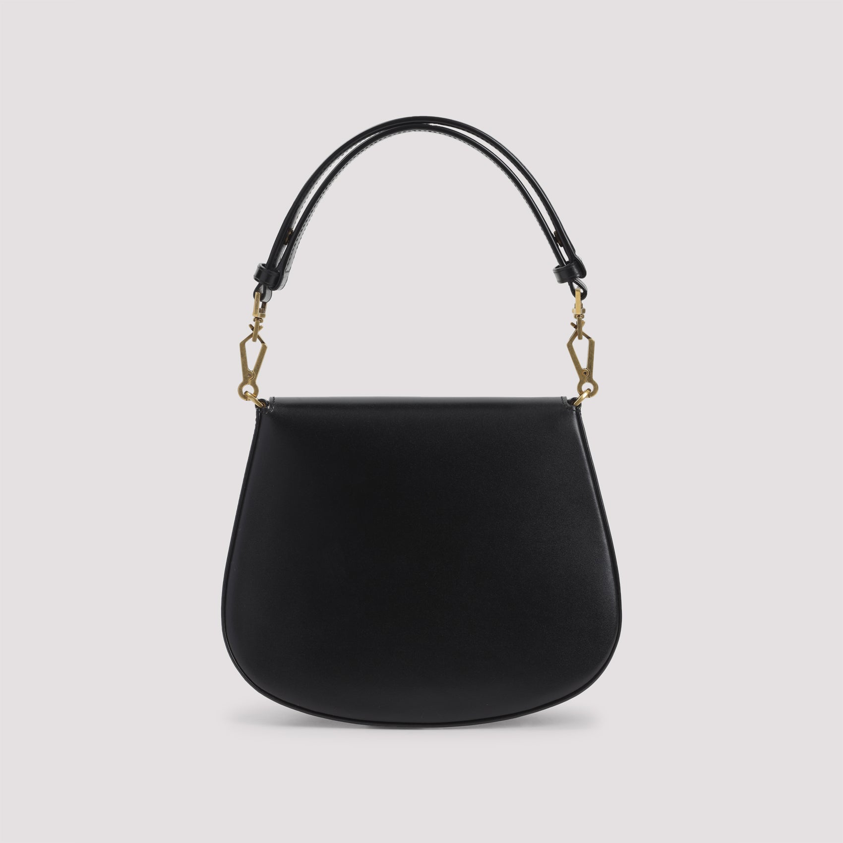 Curved Black Leather Shoulder Bag