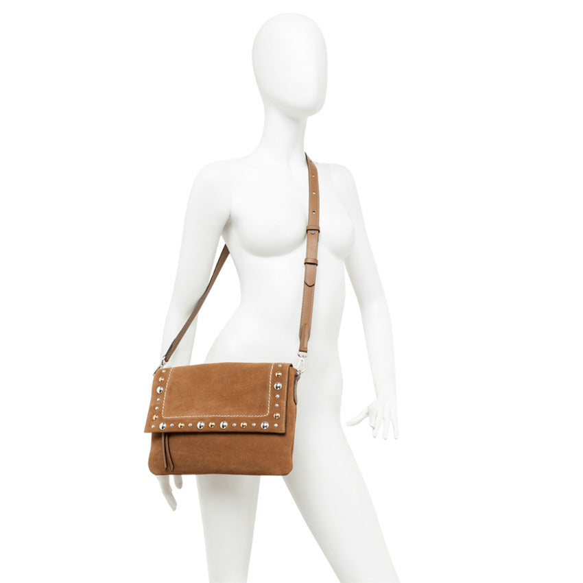 Suede Handbag with Convertible Strap