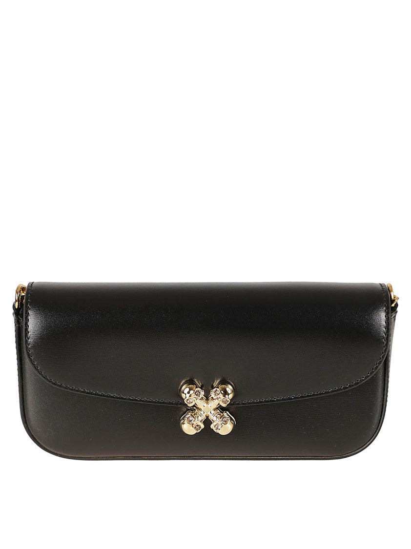 East-West Black Calf Leather Bag