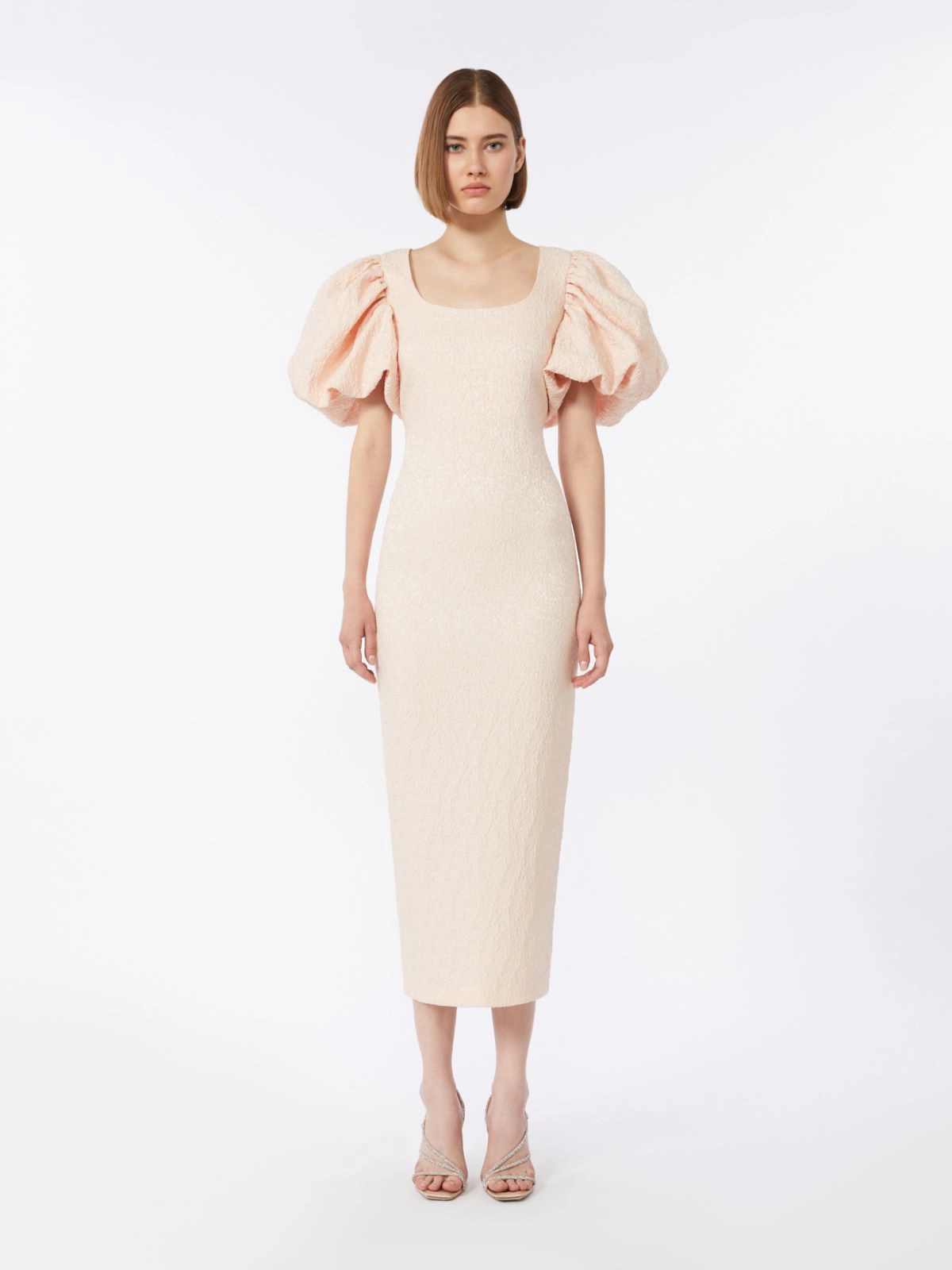 Fitted Midi Dress with Textured Fabric