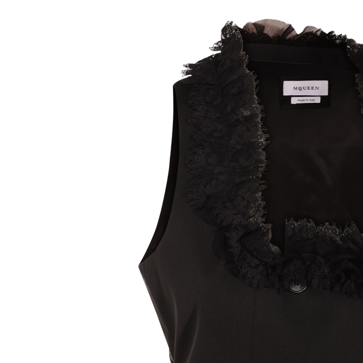 Sleeveless Black Tunic with Lace Trim