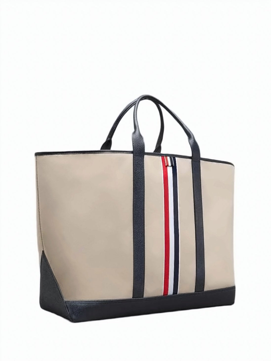 Spacious Cotton Tote Bag With Structured Design And Iconic Stripe
