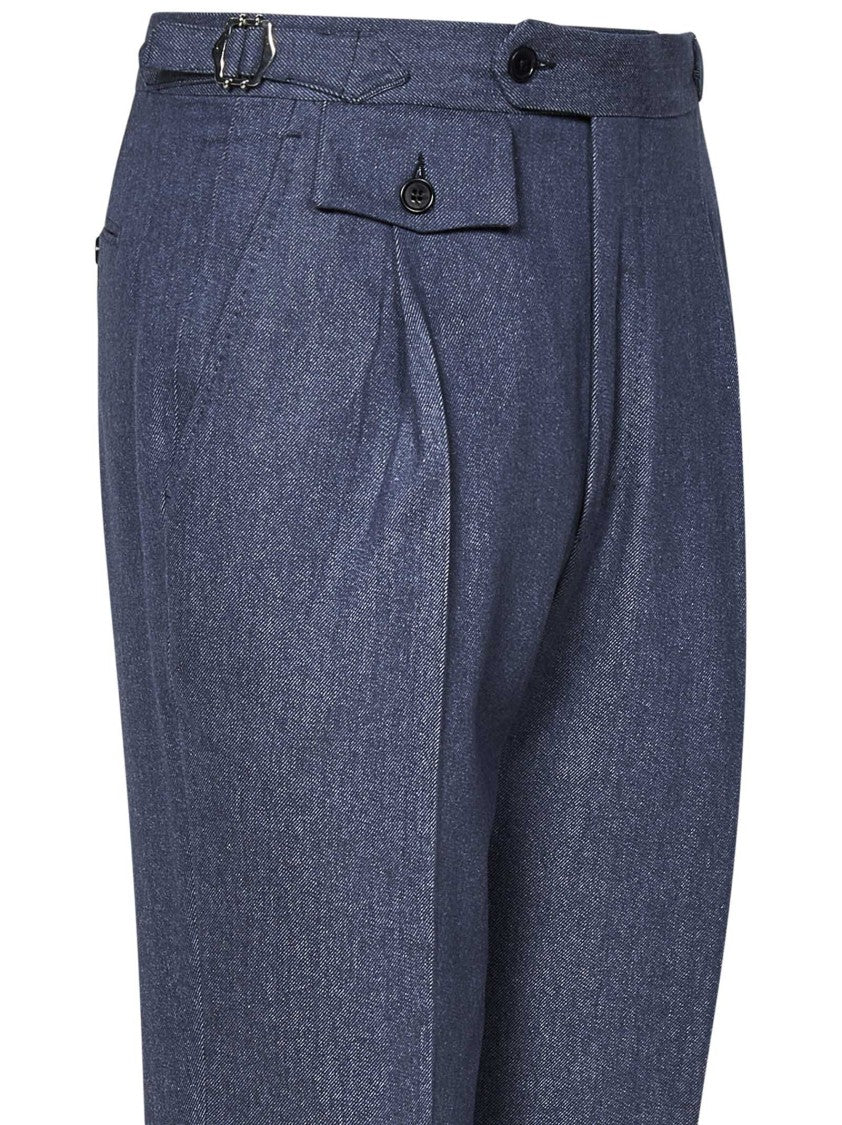 Dopasowane spodnie z wełny merynosowej Super 150S z denimu Blue Australis