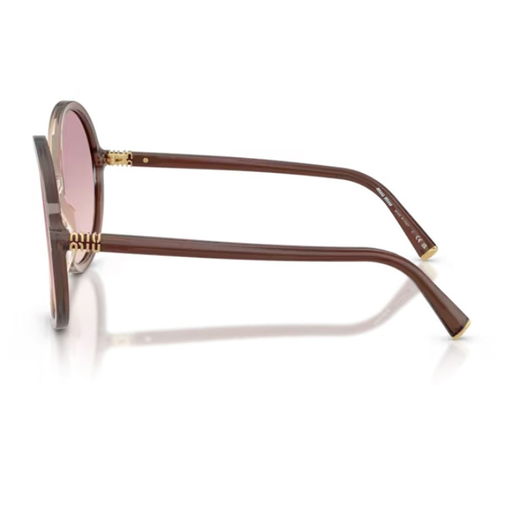 0Mu B02S Miu Regard Oversized Round Gradient Brown Acetate Sunglasses