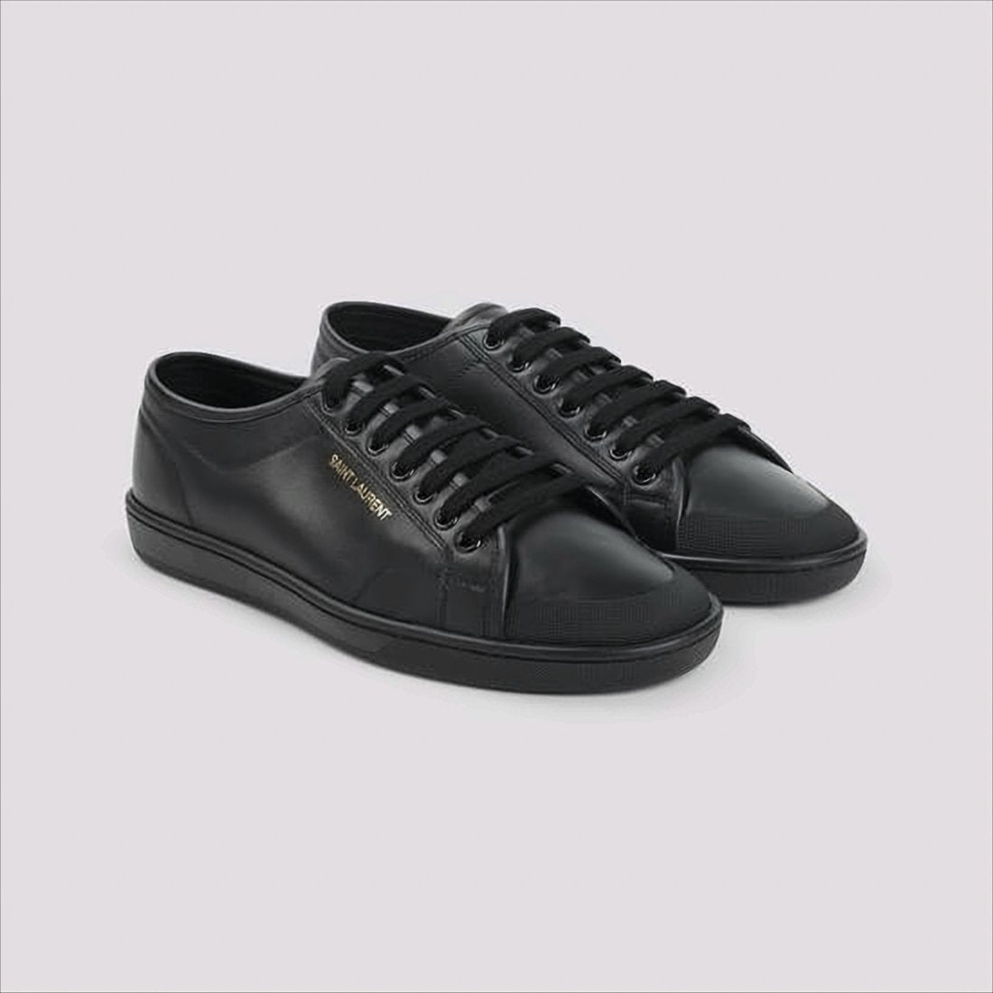 Minimalist Black Calf Leather Low-Top Sneakers