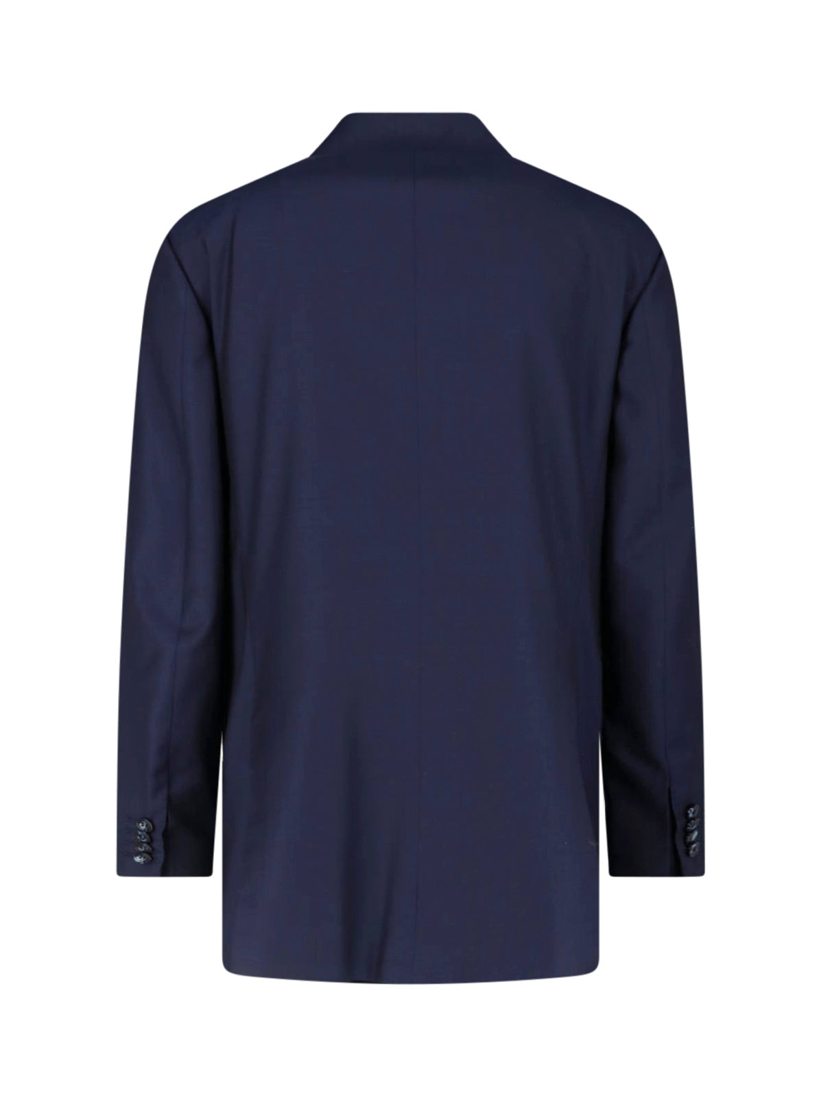 Navy Double-Breasted Peaked Lapel Wool Suit