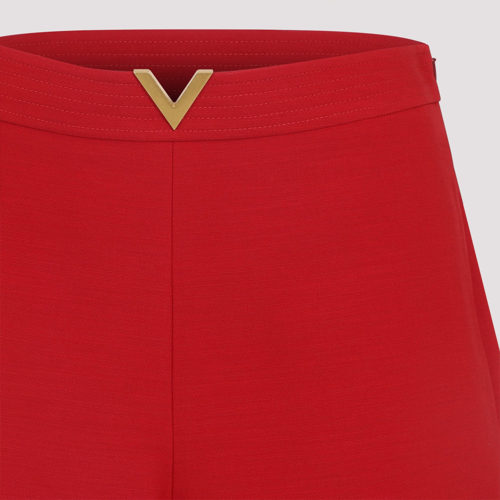 High-Waist Bermuda Shorts with Gold V-Detail