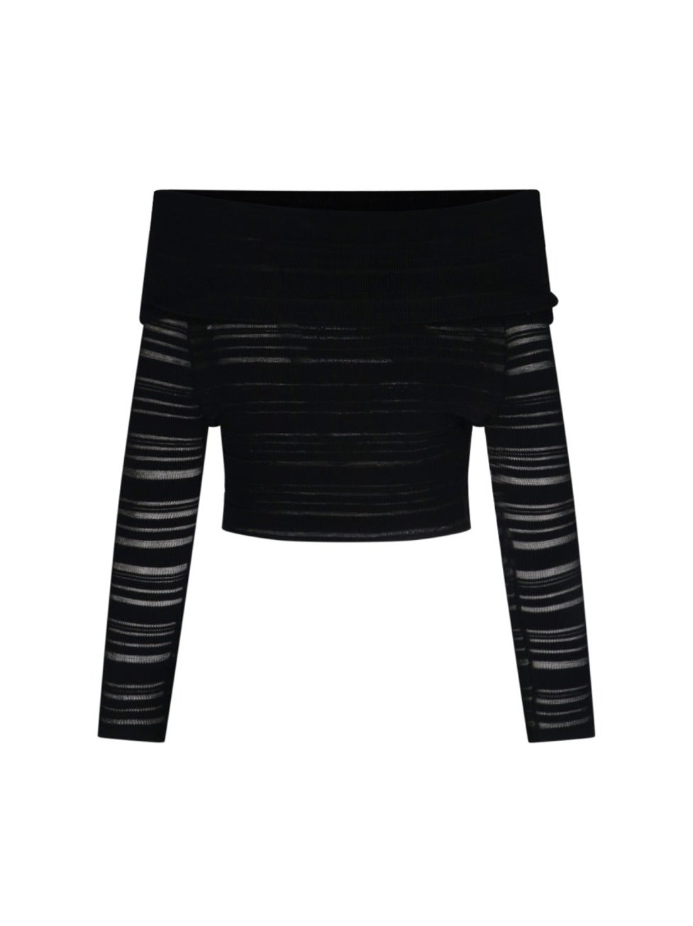 Striped Crop Top – Black