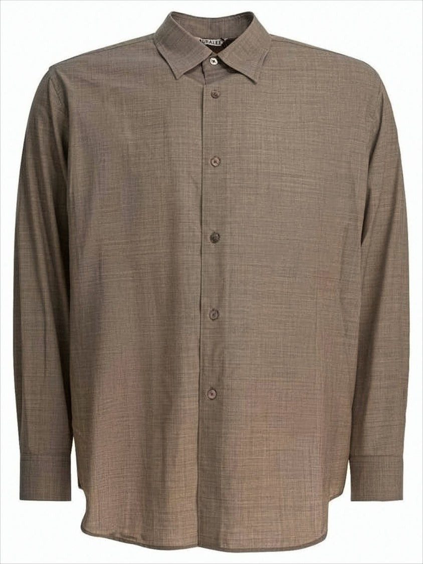 Relaxed Fit Wool Long-Sleeve Shirt