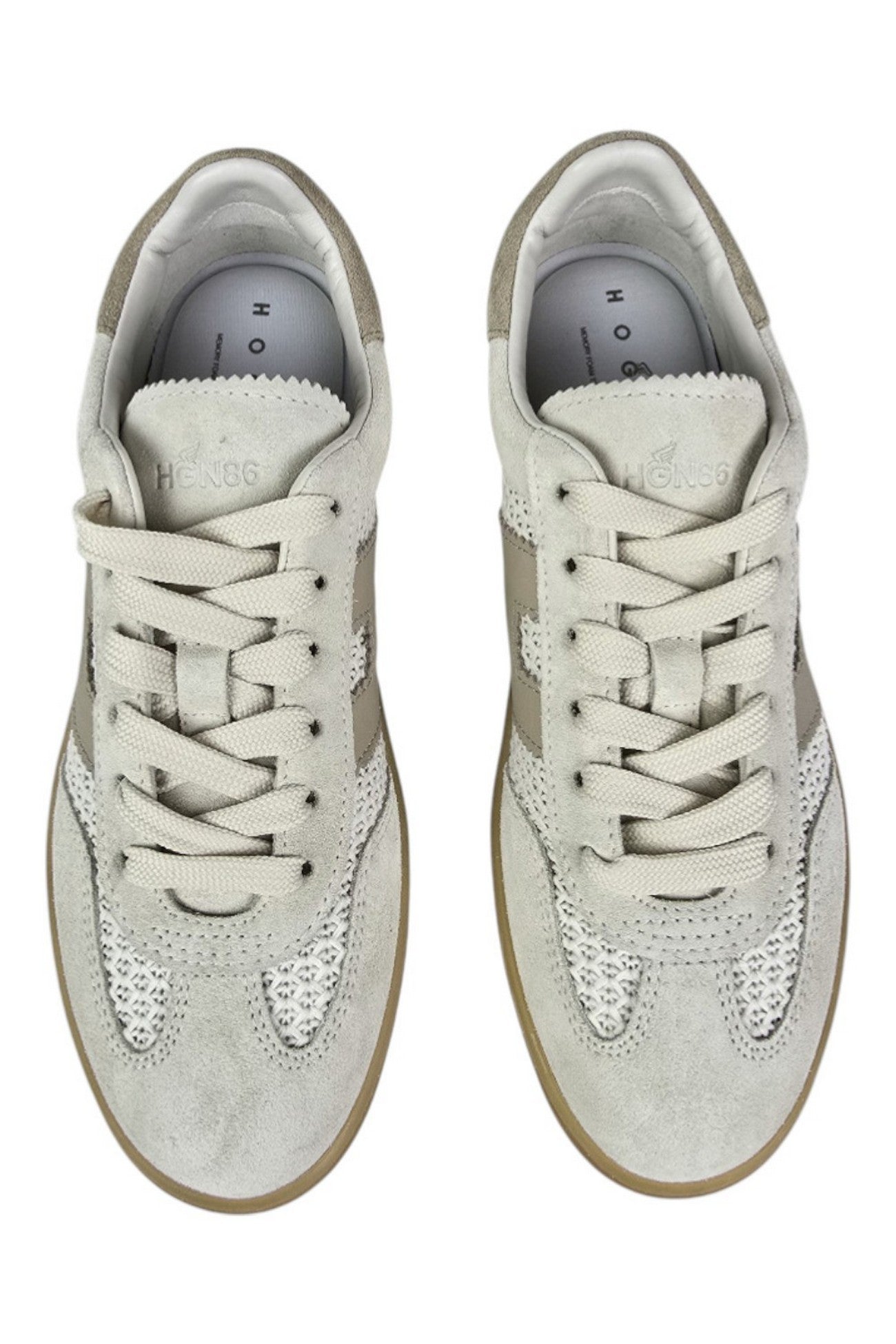 Sophisticated Beige Lace-Up Sneakers With Distinctive Logo Detail