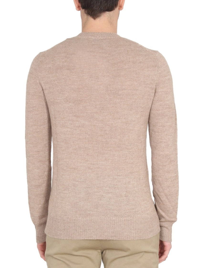 Cross-Neck Ribbed Knit Sweater