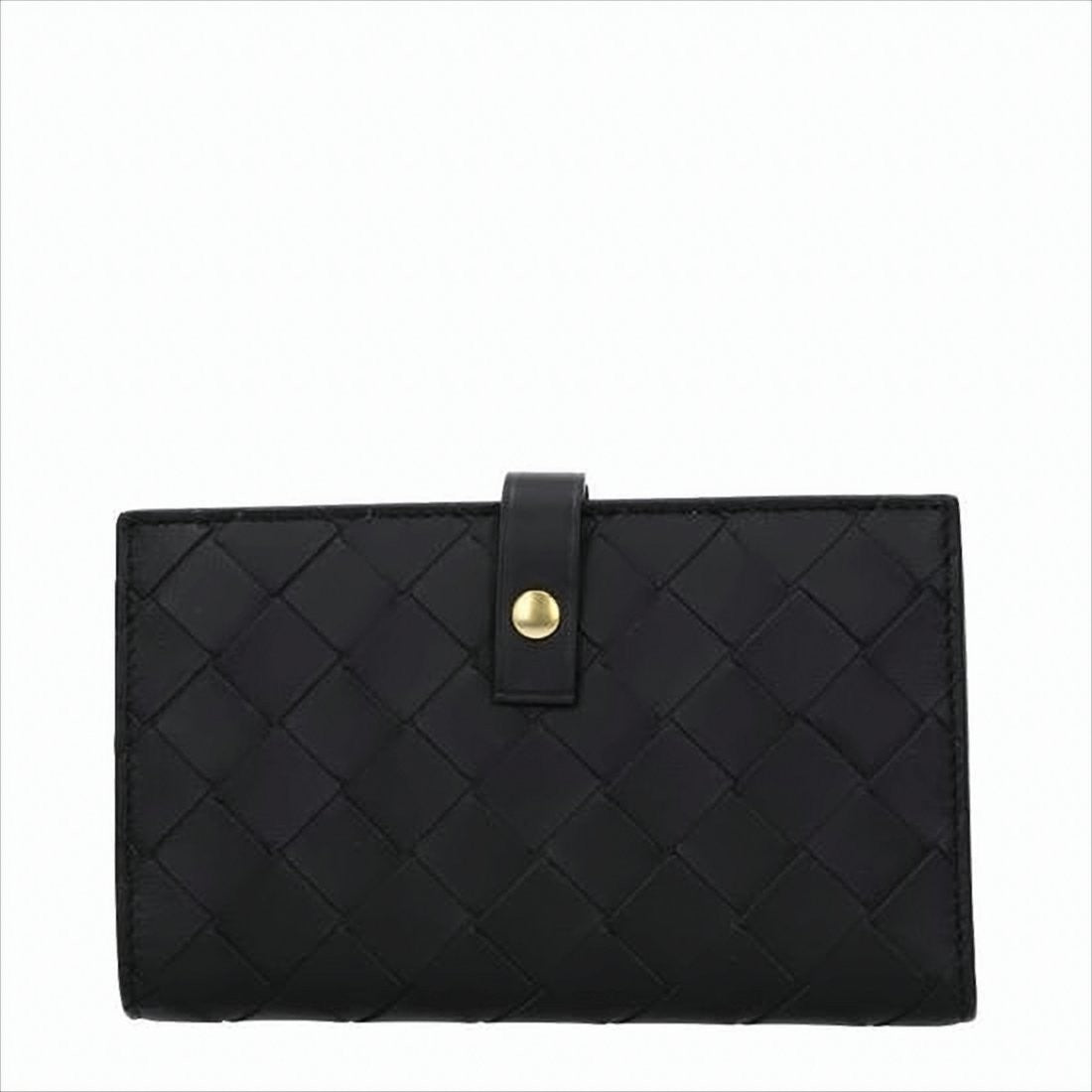 Compact Woven Calf Leather Wallet