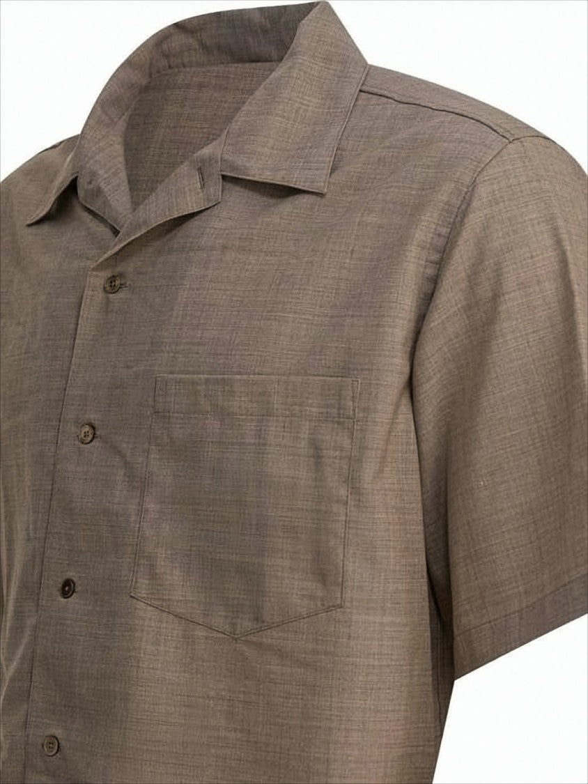Boxy Short-Sleeve Wool Shirt