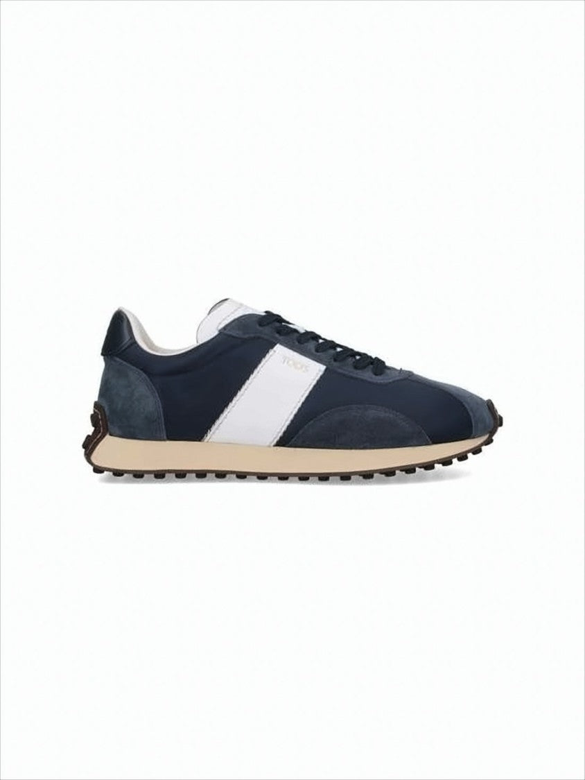 Suede and Fabric Sneakers with Contrasting Panels