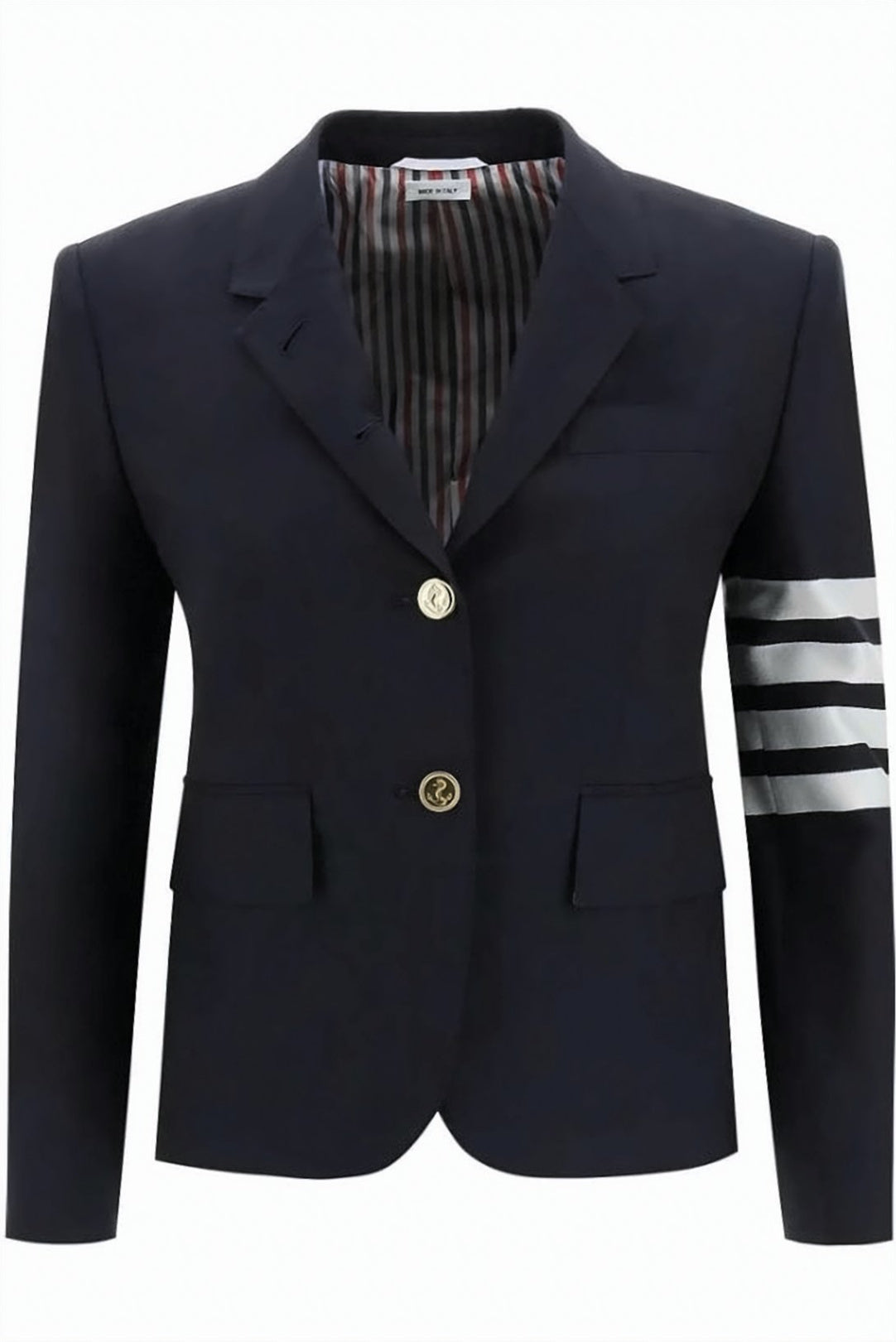 Tailored Wool Jacket with Signature Stripe Detail