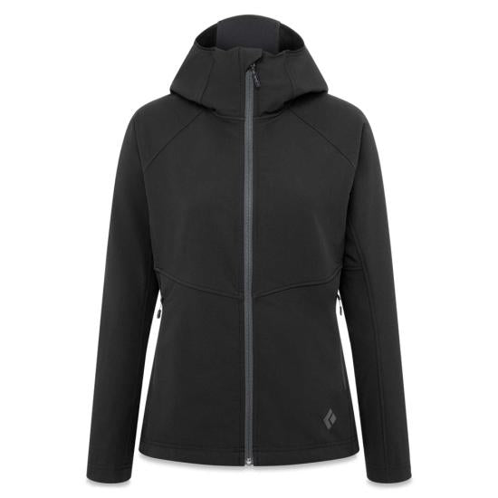 Fitted Black Diamond Jacket With Hood And Zip Pockets