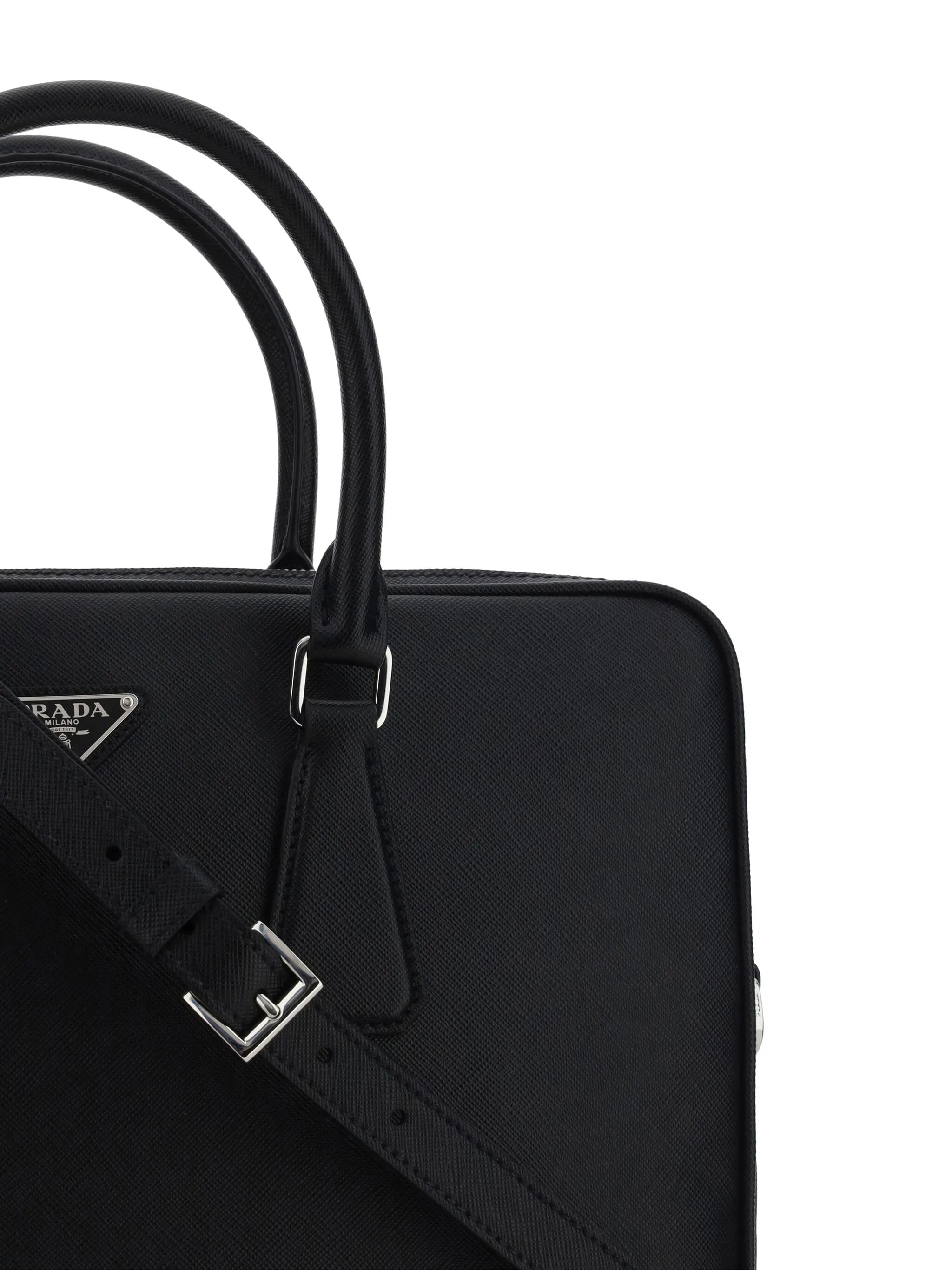 Black Structured Leather Business Bag