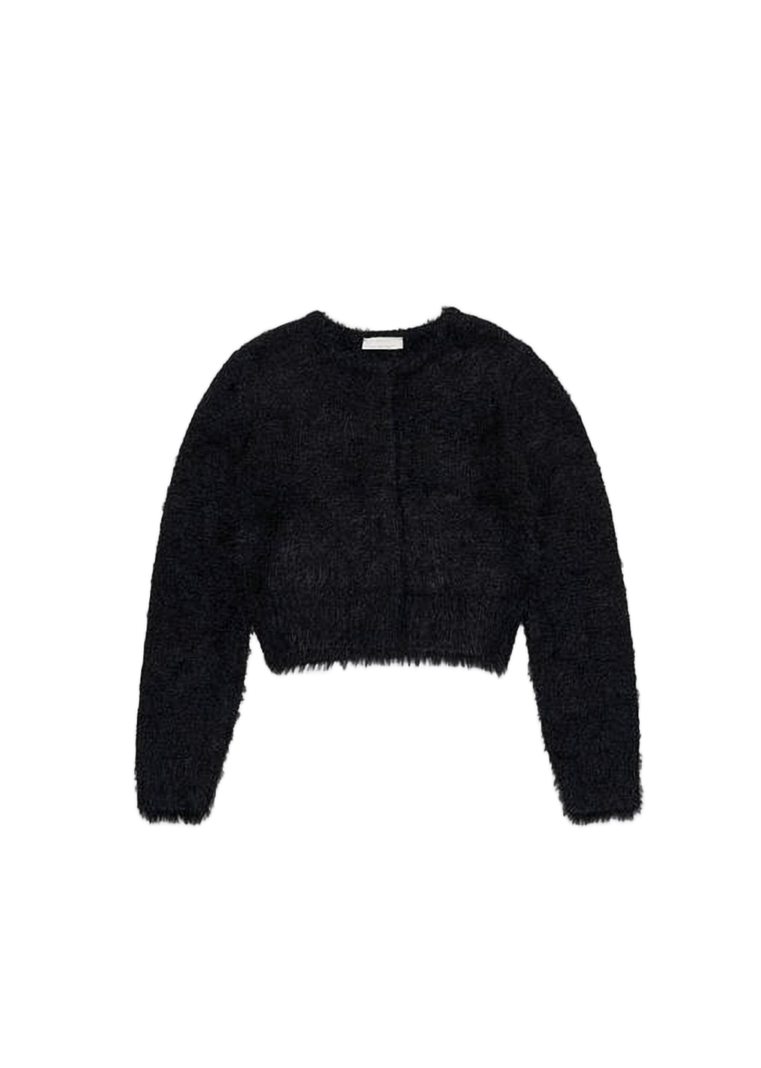 Cropped Textured Cardigan with Kid Mohair