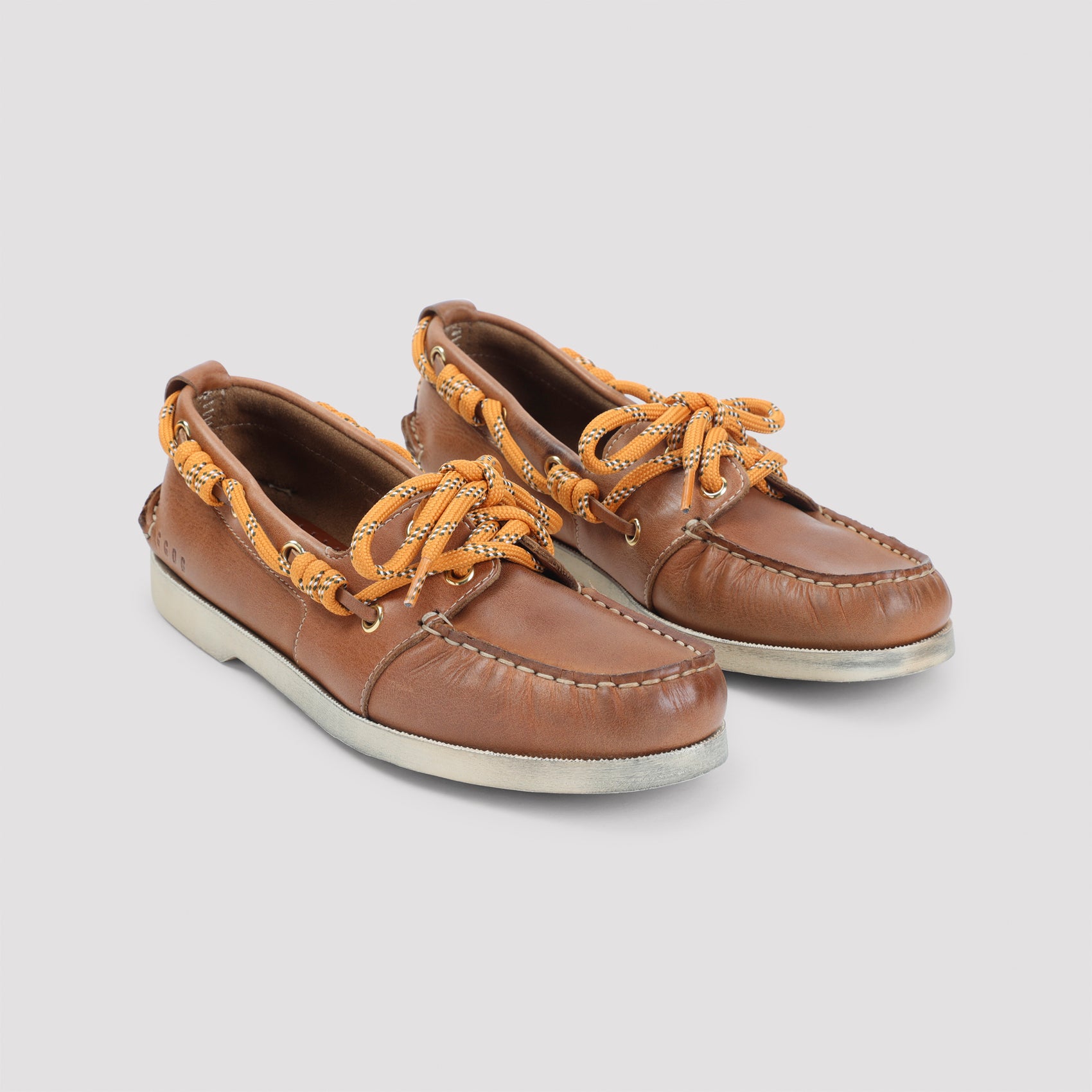 Warm Brown Loafers with Unique Yellow Laces