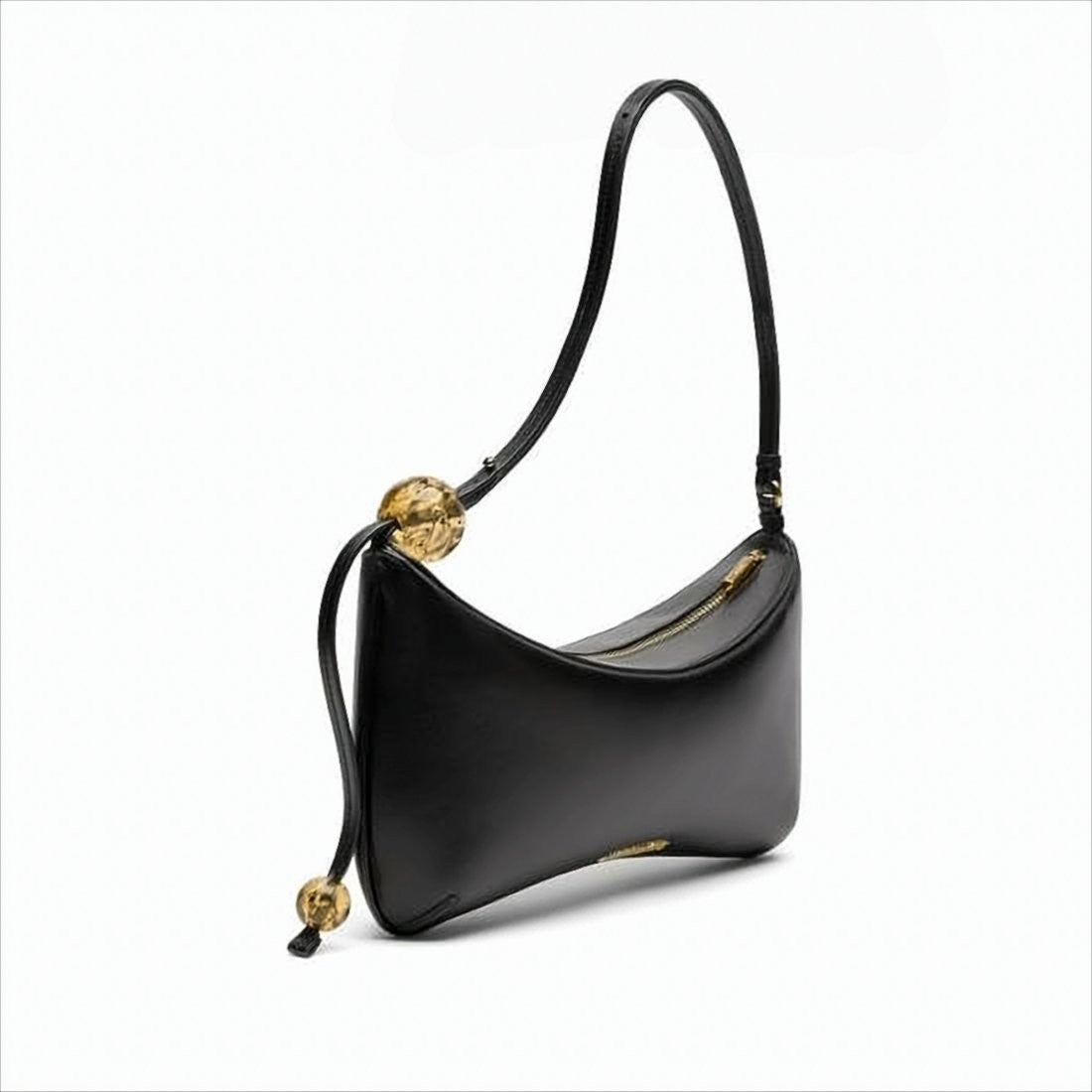 Curved Silhouette Shoulder Bag With Amber Beads