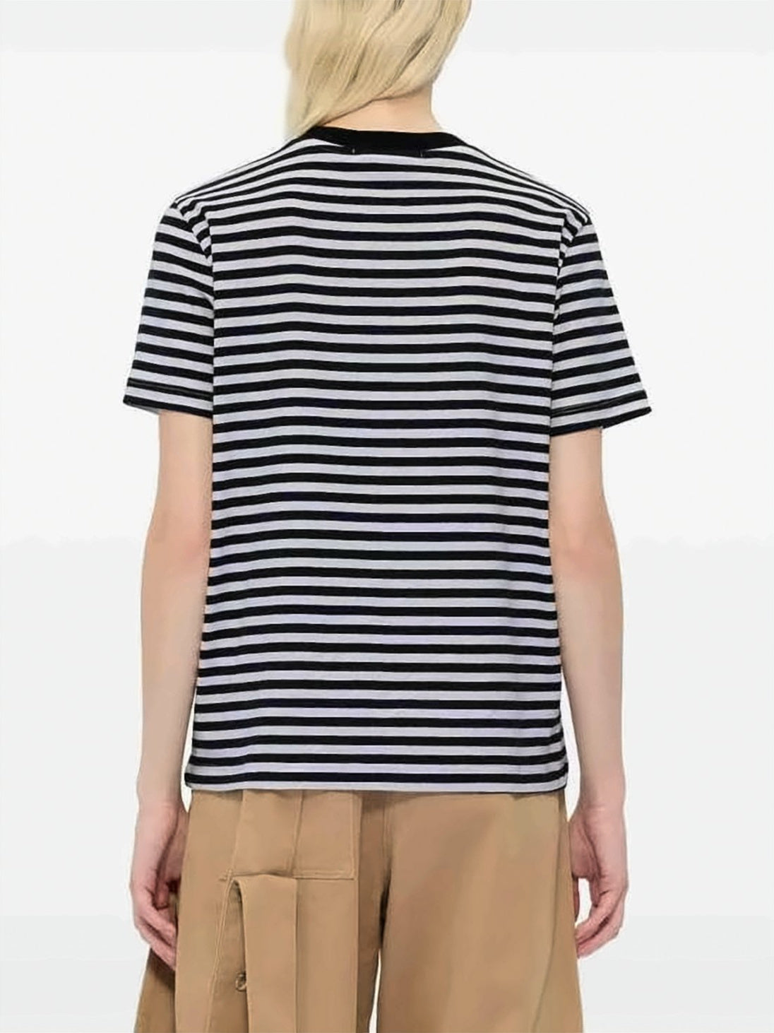 Horizontal Striped Short-Sleeve T-Shirt with Printed Logo