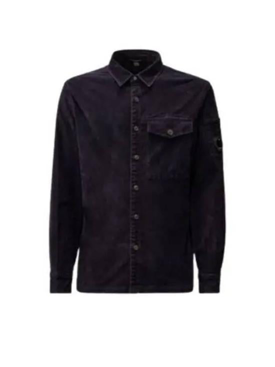 Textured Black Button-Up Jacket With Classic Collar And Chest Pocket