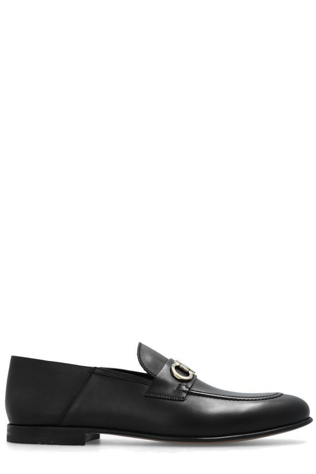 Polished Leather Loafers with Decorative Metal Emblem
