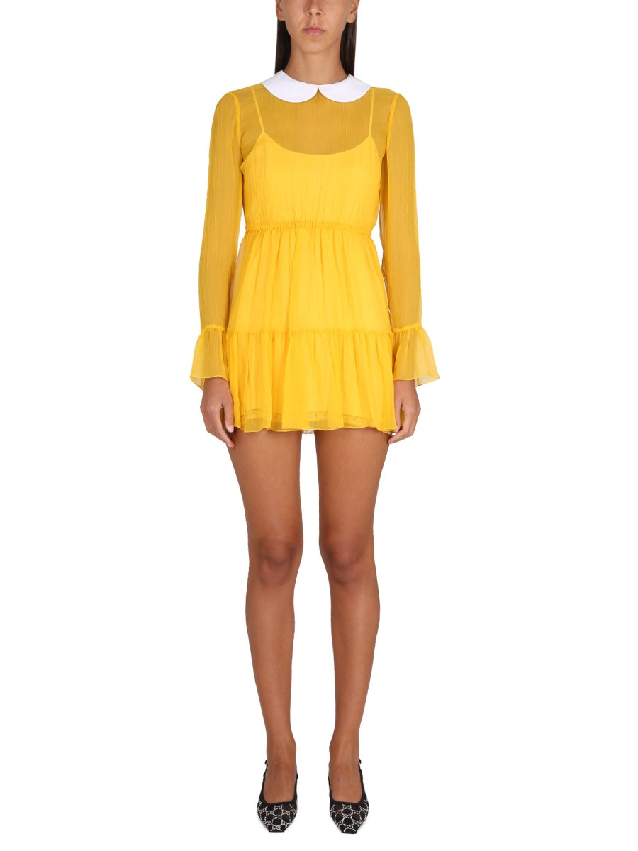 Silk Mini Dress with Poplin Collar