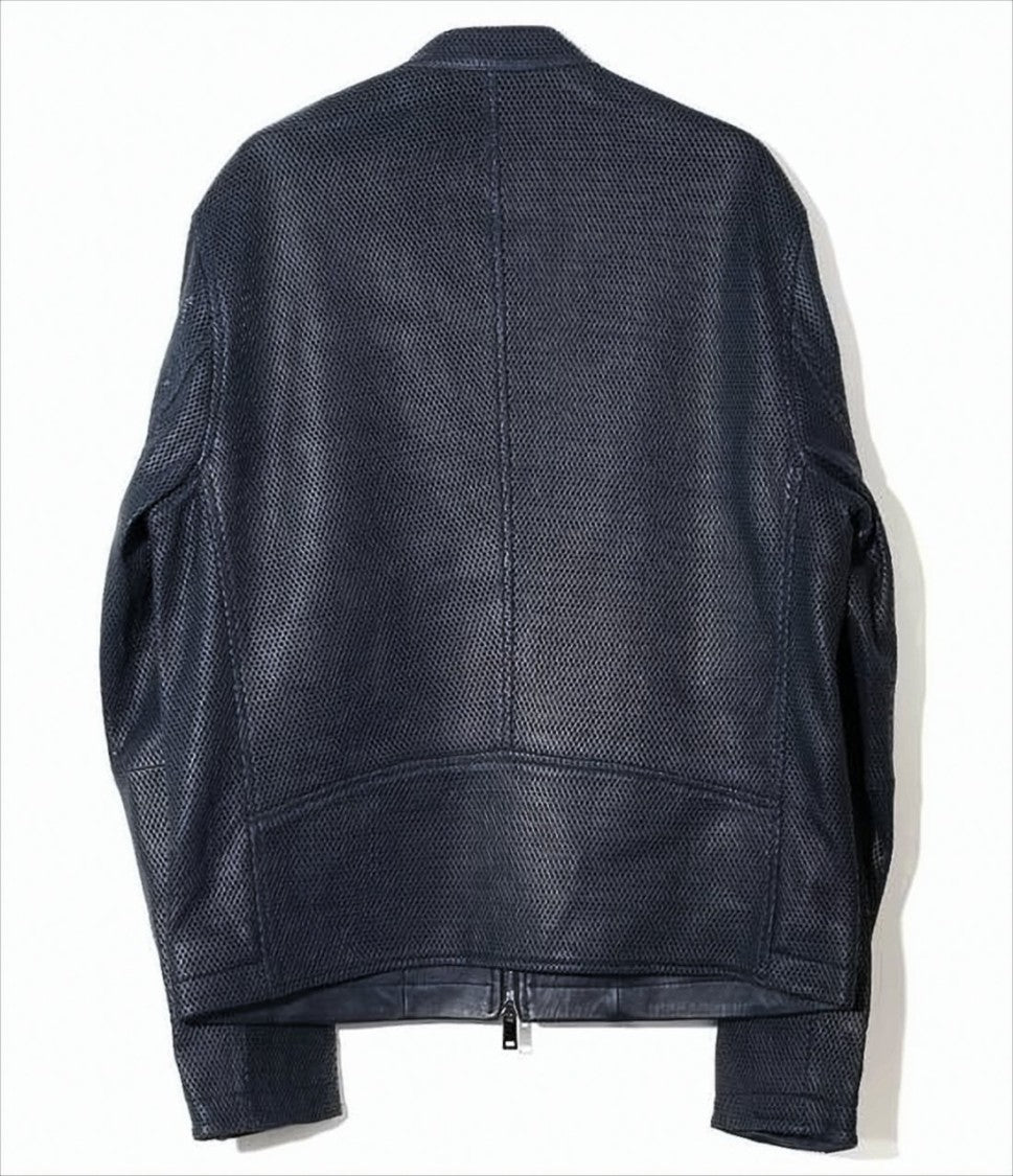 Perforated Leather Jacket with Minimalist Design