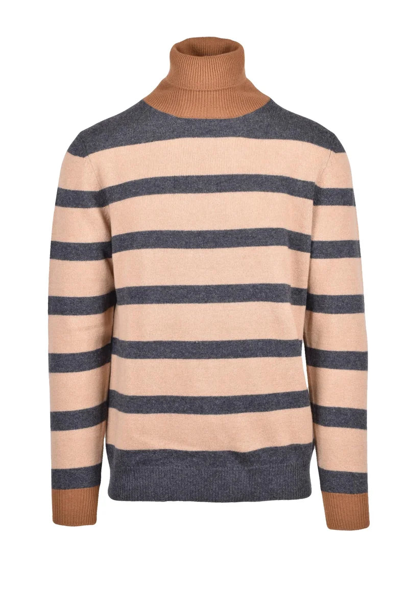 Turtleneck Sweater - Beige/Grey