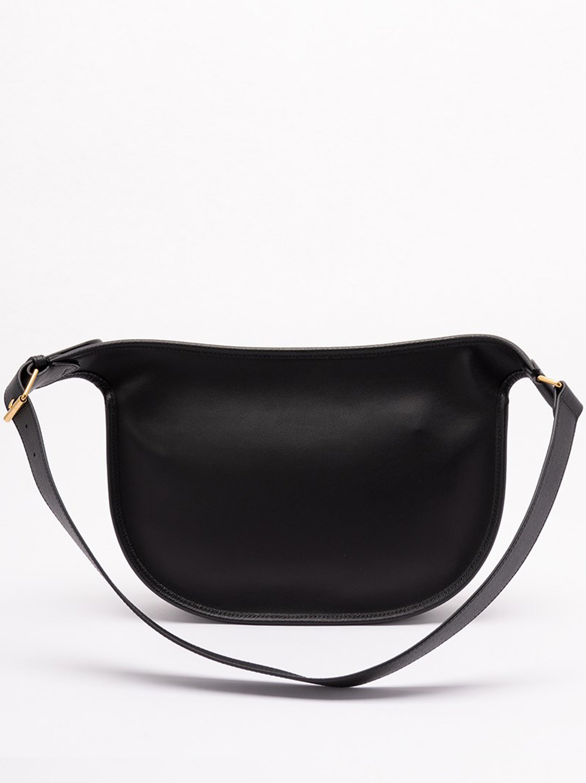 Black Curved Flap Logo Belt Bag
